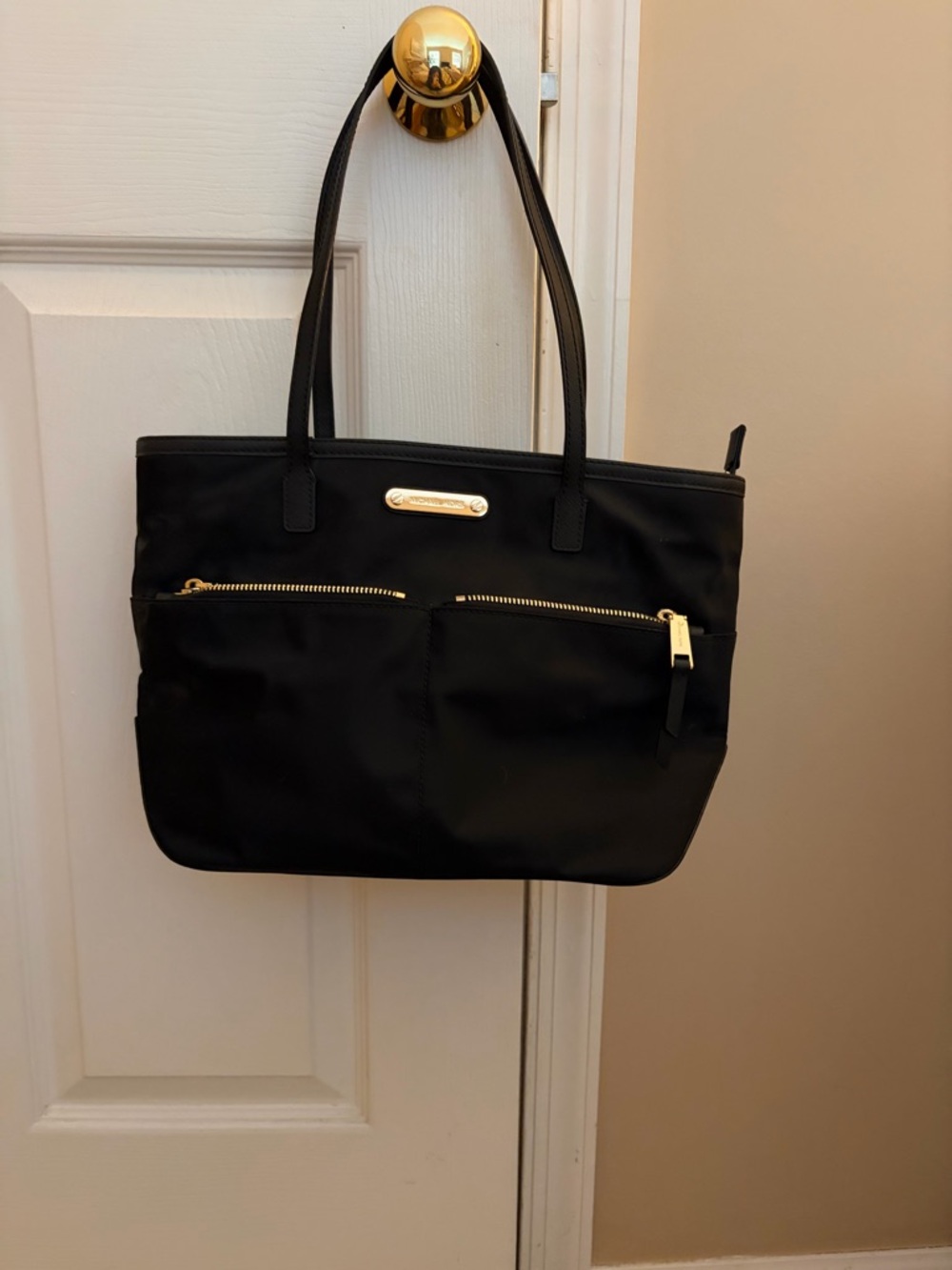 Michael Kors Black Tote with Gold Accents